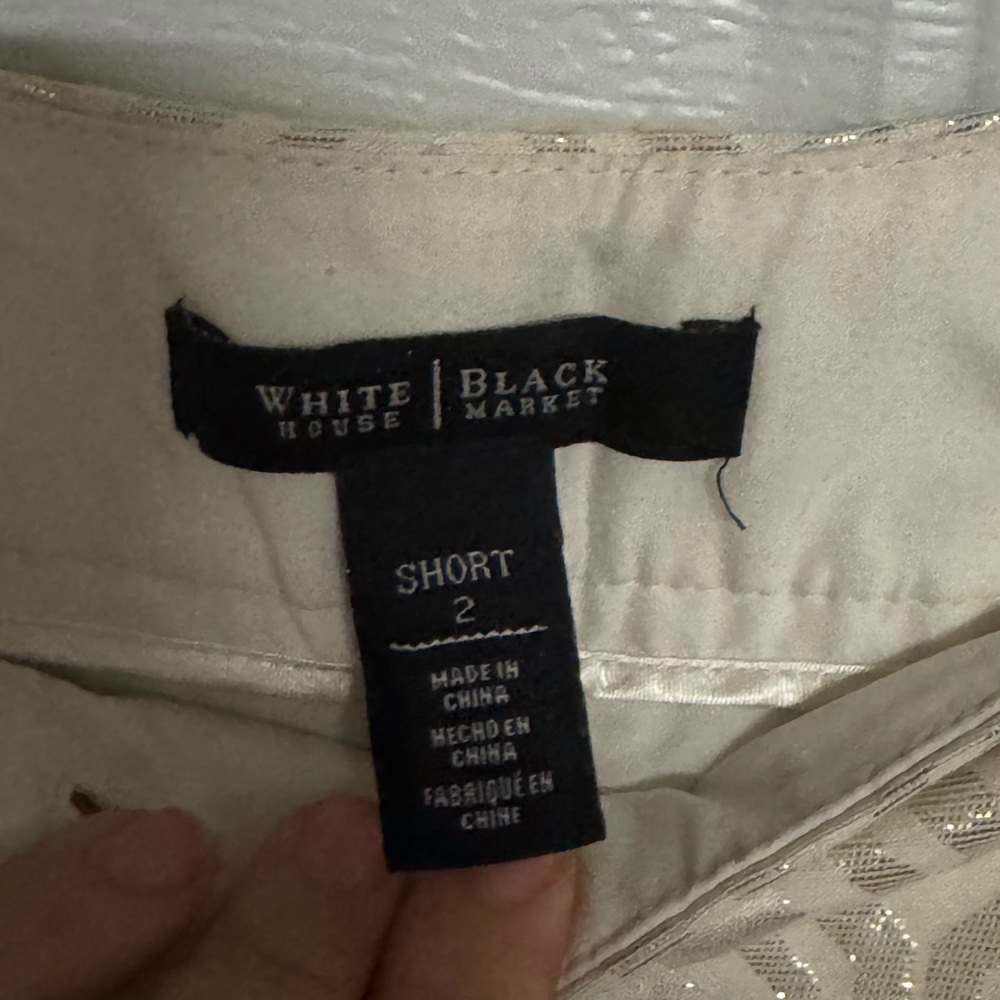 White House Black Market Beige Patterned Shorts